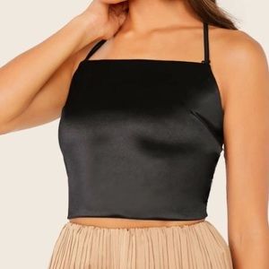 SATIN LACE UP OPEN BACK CAMI